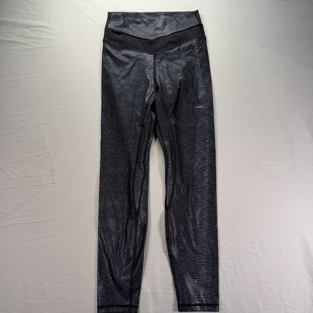 Zyia Active Leggings Womens 4 Black Reptile Print Stretch Pockets Active